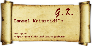 Gansel Krisztián névjegykártya