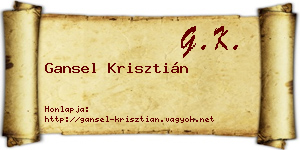 Gansel Krisztián névjegykártya